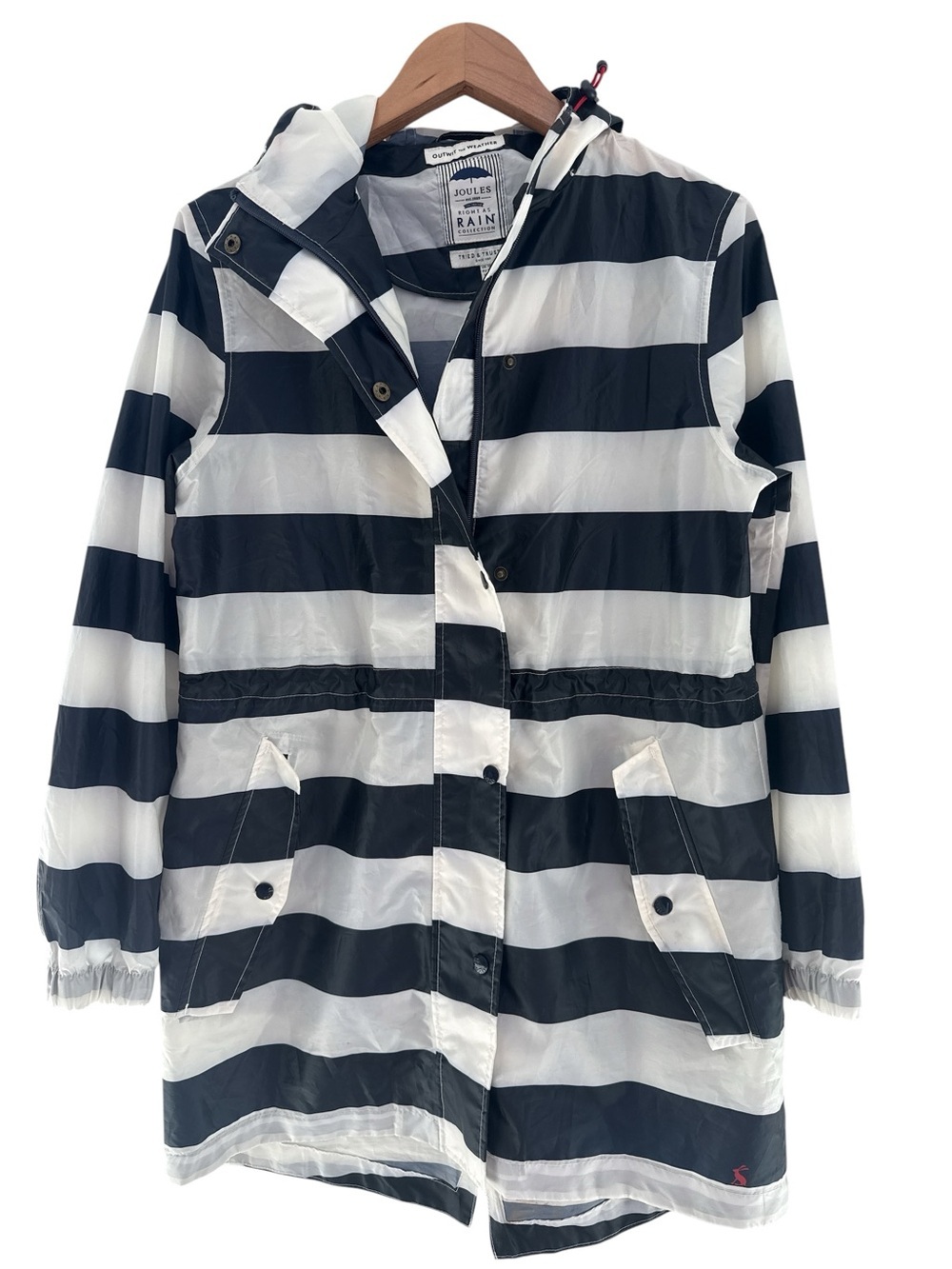 Joules Rain Rain Coat Blue and White Striped
